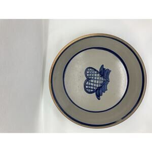 BBP Salt Glaze Pottery Pie Dish Cobalt Blue Gray Glaze Beaumont Brothers Pottery